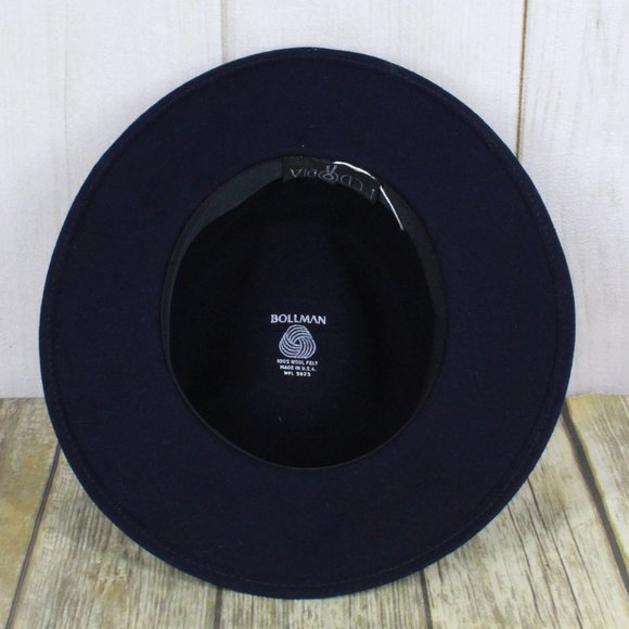 Fedoria by BOLLMAN Blue 100% Wool Felt Fedora Hat - Picture 6 of 10